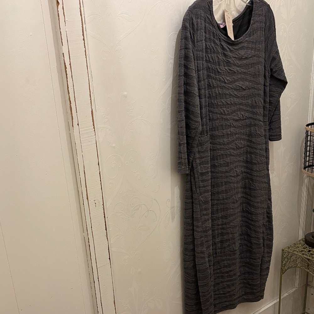 Cut Loose Dark Gray Textured Cotton Lantern Maxi Dress NWT  S, M